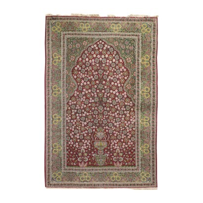 Tapis Kashmir Laine Coton Soie Inde Années 1970 1980