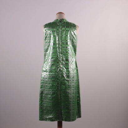 Vintage Geen And Silver Dress With Waistcoat Silk Italy 1960s-1970s