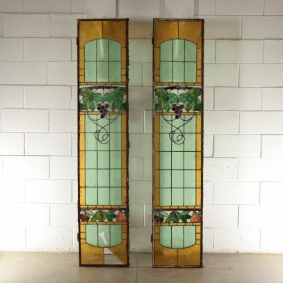 Pair of Liberty Glass Windows Italy 20th Century