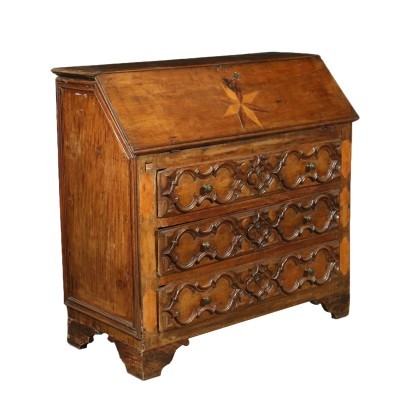 Piedmontese Drop-Leaf Secretaire Walnut Italy 18th Century