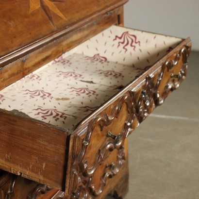 Piedmontese Drop-Leaf Secretaire Walnut Italy 18th Century