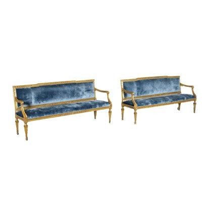 Pair Of Sofas Neoclassical Naples Italy Second Half '700