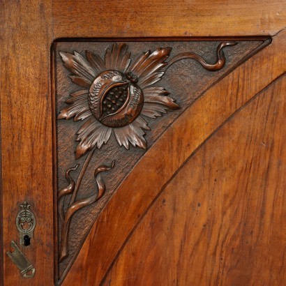 Liberty Cupboard With Extension Walnut Cherry Glass Italy 20th Century