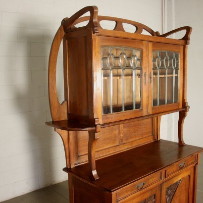 Liberty Cupboard With Extension Walnut Cherry Glass Italy 20th Century