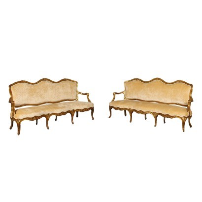 Pair Of Sofas Barocchetto Naples Italy First Half '700