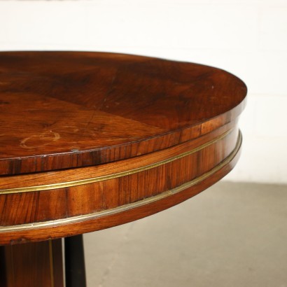 Lombard Empire Table Striped Walnut Pine Italy 19th Century