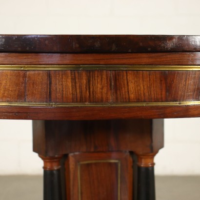 Lombard Empire Table Striped Walnut Pine Italy 19th Century