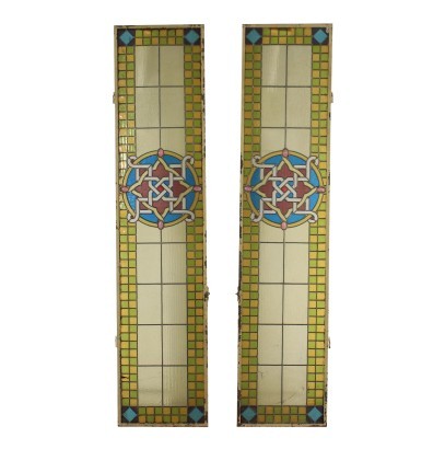 Pair of Liberty Glass Windows Italy 20th Century