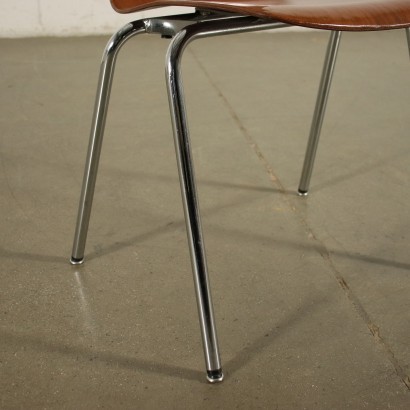 Group Of Six Chairs Plywood Chromed Metal Holland 1960s 1970s