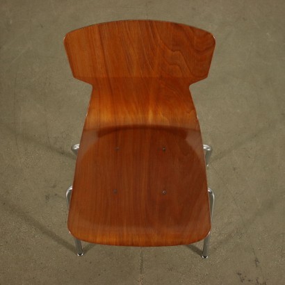 Group Of Six Chairs Plywood Chromed Metal Holland 1960s 1970s