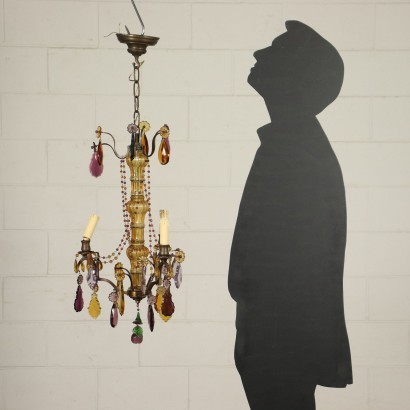 Chandelier Glass Bronze Italy 20th Century