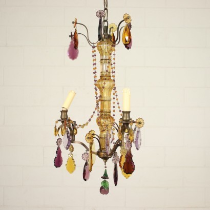 Chandelier Glass Bronze Italy 20th Century