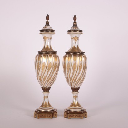 Pair of Sèvres Vases Porcelain Franch 20th Century