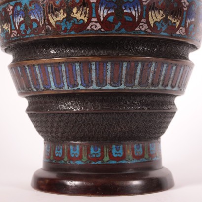 Vase Cloisonné Meiji Bronze Émail - Japon XIX-XX Siècle