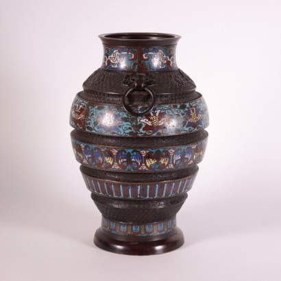 Vase Cloisonné Meiji Bronze Émail - Japon XIX-XX Siècle