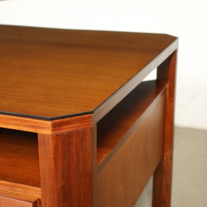 Desk Teak Veneer Glass Italy 1960s