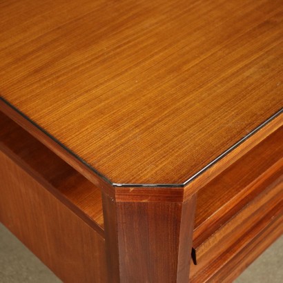 Desk Teak Veneer Glass Italy 1960s