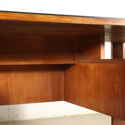 Desk Teak Veneer Glass Italy 1960s