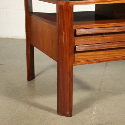 Desk Teak Veneer Glass Italy 1960s