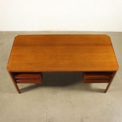 Desk Teak Veneer Glass Italy 1960s