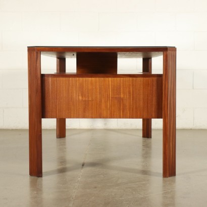 Desk Teak Veneer Glass Italy 1960s