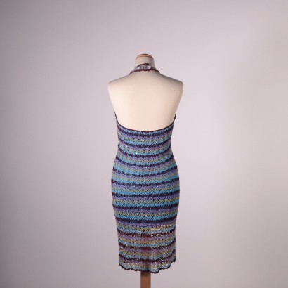 Striped Crochet Dress With Sequins Cotton Polyester Italy