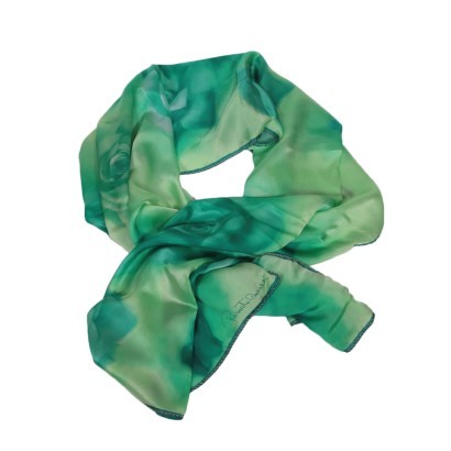 cavalli, roberto cavalli, made in italy, segunda mano, alta costura, moda, moda sostenible, seda, fular, estola, Roberto Cavalli Green Floral Stole