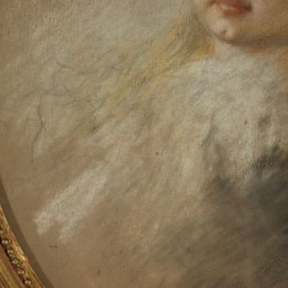 Portrait d'une Petite Fille Pastel Signature Fin '800