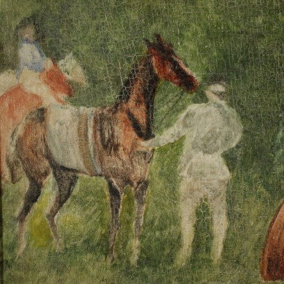 Paysage Avec Chevaux Et Jockeys, XX S, Italie, 1905