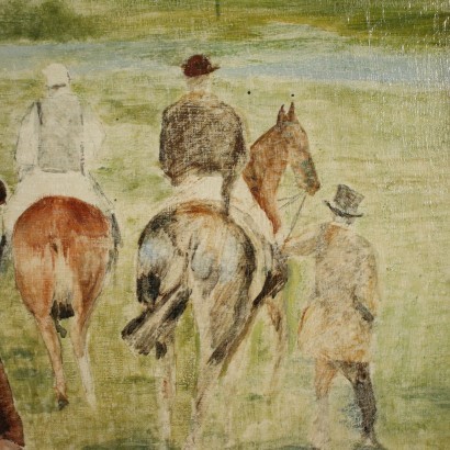 Paysage Avec Chevaux Et Jockeys, XX S, Italie, 1905