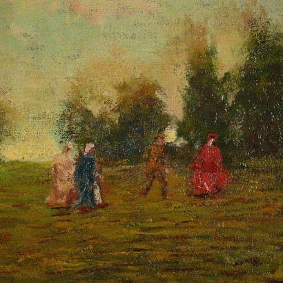 art, art italien, peinture italienne du XIXe siècle, paysage avec personnages