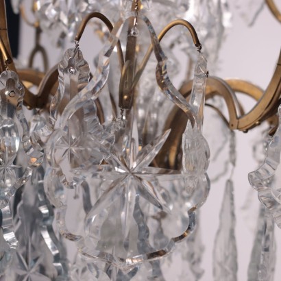 Pair Of Chandeliers Glass Bronze Italy Late 19th Century