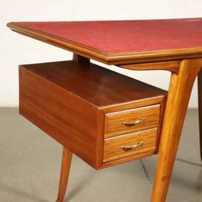 Writing Desk Formica Beech Veneer Solid Wood Italy 1950s