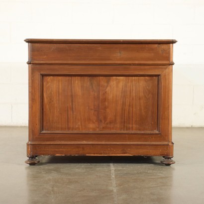 Umbertine Open Desk Mahogany Cherry Leather Italy 19th Century