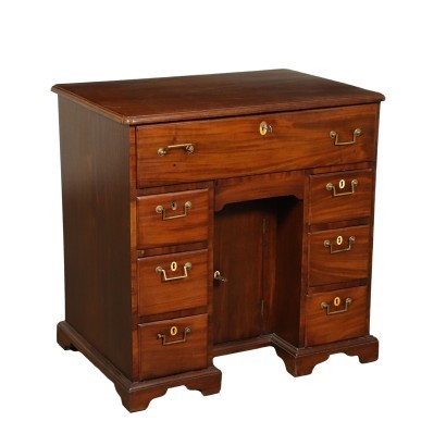 Small English Writing Desk Mahogany Sessile Oak 20th Century