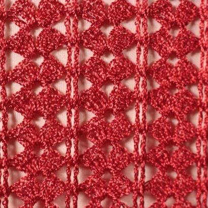 Robe en Crochet Rouge avec Roses Nico Fontana Coton Italie Milan