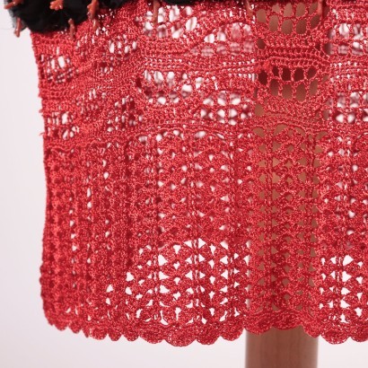 Robe en Crochet Rouge avec Roses Nico Fontana Coton Italie Milan