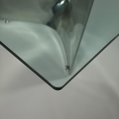 Table Jeff Miller Chromed Cast Aluminium Glass 2000s