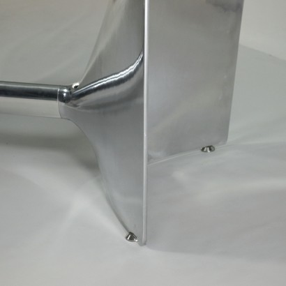 Table Jeff Miller Chromed Cast Aluminium Glass 2000s