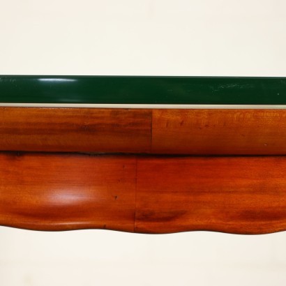 Table Solid Beech Mahogany Veneer Glass Italy 1950s