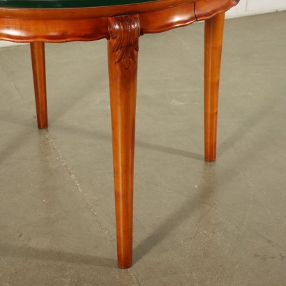 Table Solid Beech Mahogany Veneer Glass Italy 1950s