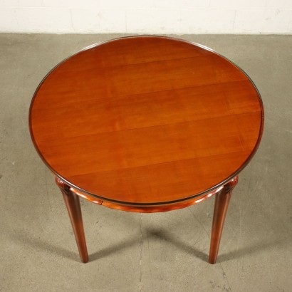 Table Solid Beech Mahogany Veneer Glass Italy 1950s