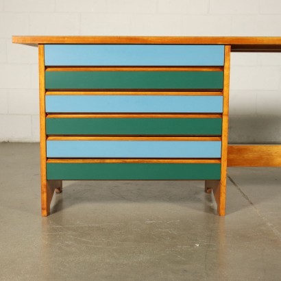 Desk Solid Wood Blond Mahogany Formica Italy 1950s