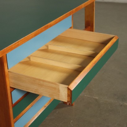 Desk Solid Wood Blond Mahogany Formica Italy 1950s