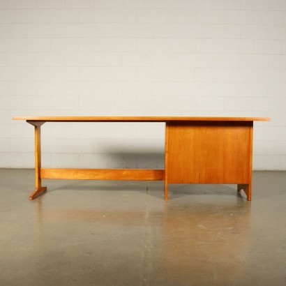 Desk Solid Wood Blond Mahogany Formica Italy 1950s