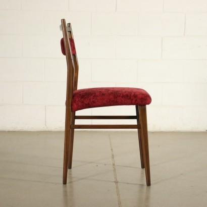 Group Of Five Chairs Beech Foam Velvet Italy 1950s