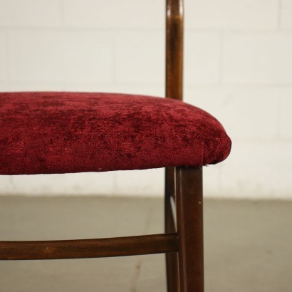 Group Of Five Chairs Beech Foam Velvet Italy 1950s