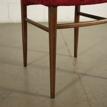 Group Of Five Chairs Beech Foam Velvet Italy 1950s