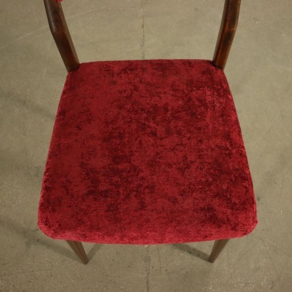 Group Of Five Chairs Beech Foam Velvet Italy 1950s