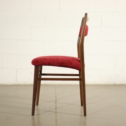 Group Of Five Chairs Beech Foam Velvet Italy 1950s